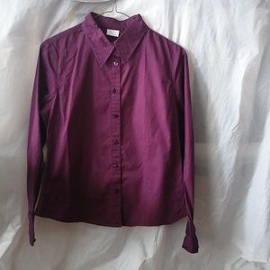 PURPLE SUZY SHIER WOMEN'S BASIC LONG SLEEVE BUTTON DOWN SHIRT
